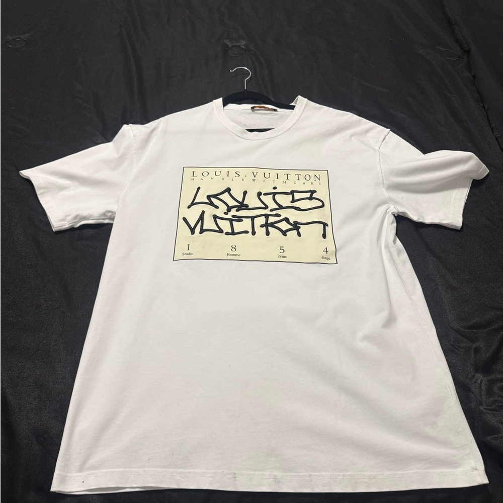 Louis Vuitton White Short Sleeve Tee with Graphic Design